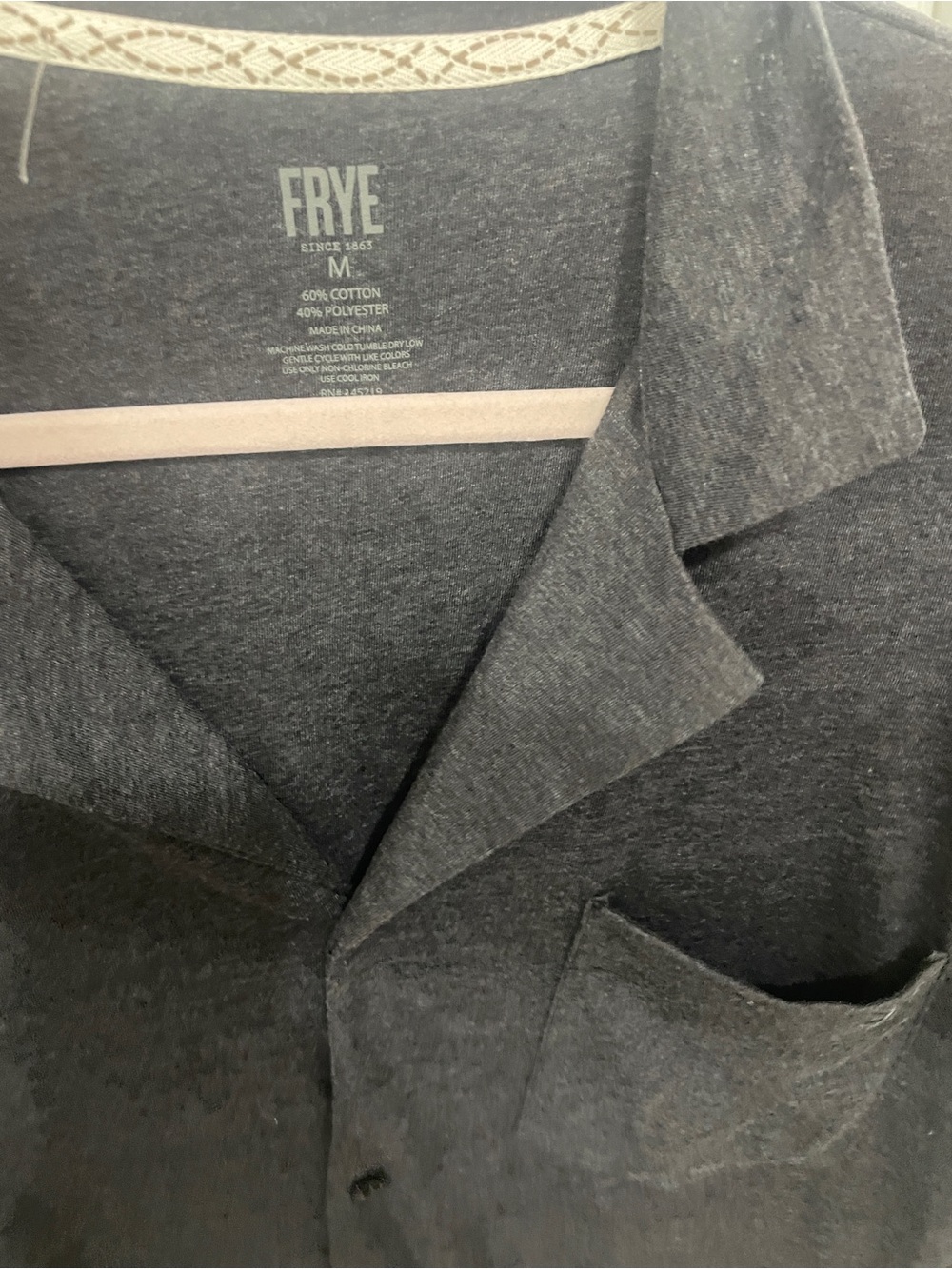 Frye Charcoal Gray Camp Collar Shirt